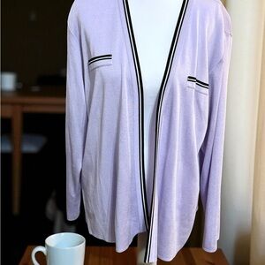 Misook Light Purple Open-Front Cardigan